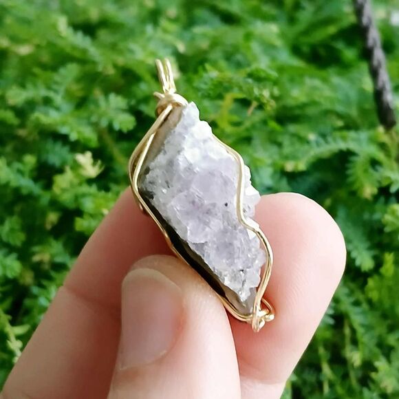 Amethyst Crystal Cluster Pendant, Wire Wrapped Gemstone Pendant 1.75" - Picture 1 of 3